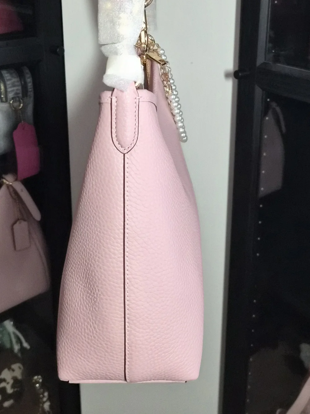 Coach Pebbled Leather Laurel Shoulder Bag in Carnation Pink